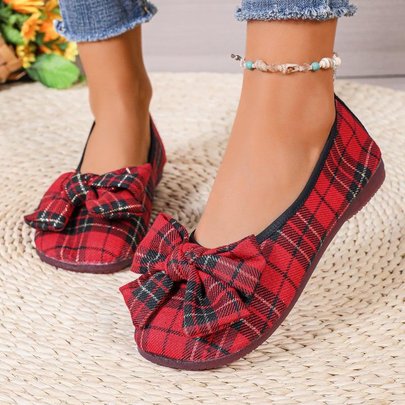 Women's Bow Knot Slip-On Flats - Round Toe Casual Loafers, Breathable Lightweight Comfort Walking Shoes, Wide Width Available
