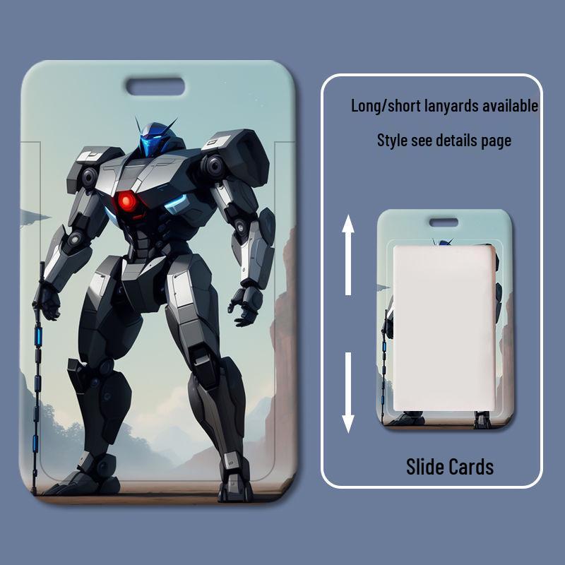 Gundam-Themed Sliding Plastic ID Badge Holder for Students