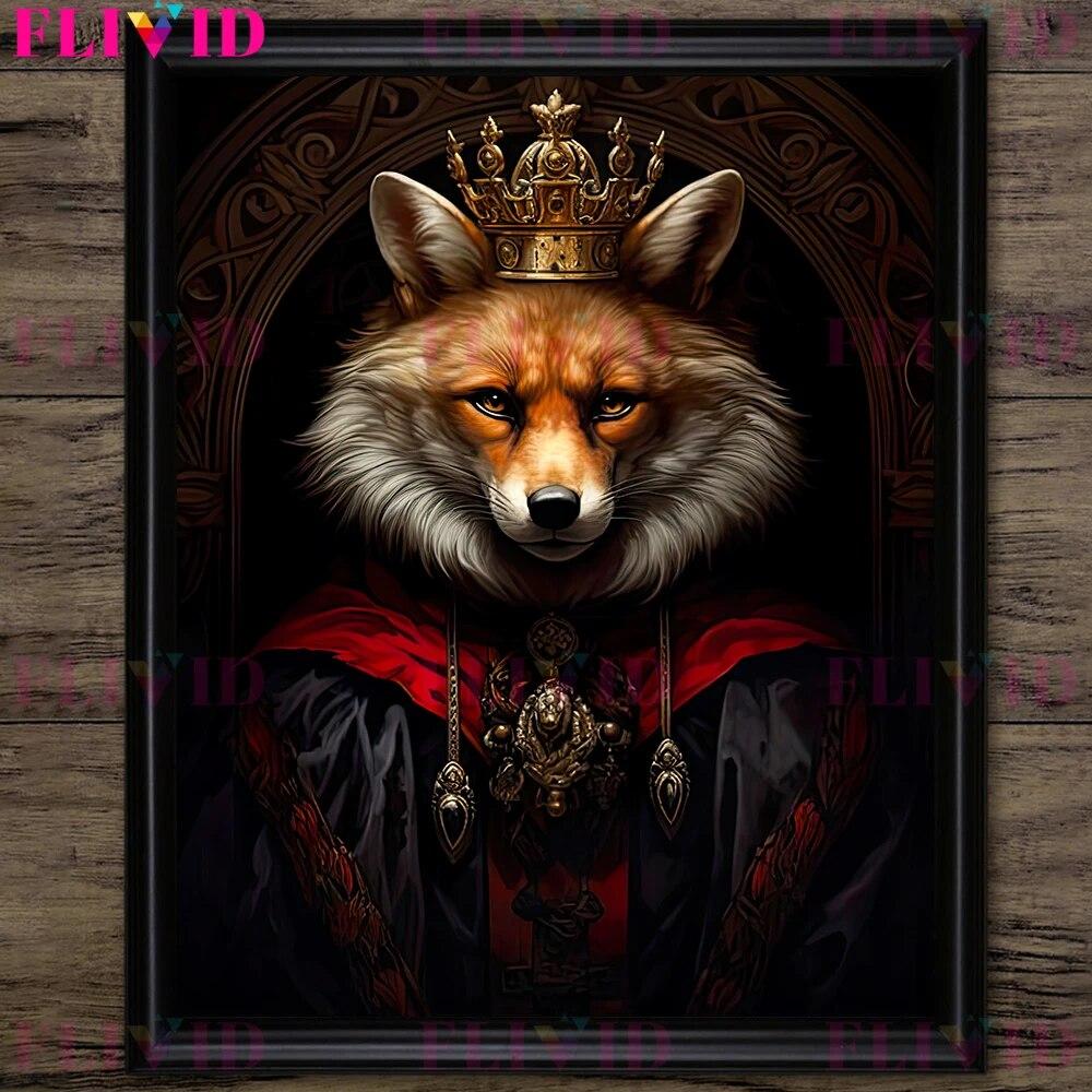 Könige der Tierwelt, Wandkunst, Leinwandgemälde, Vintage-Poster, skurrile, königliche, katzenartige, skurrile Kunst, Poster und Druck, Dekor, ohne Rahmen