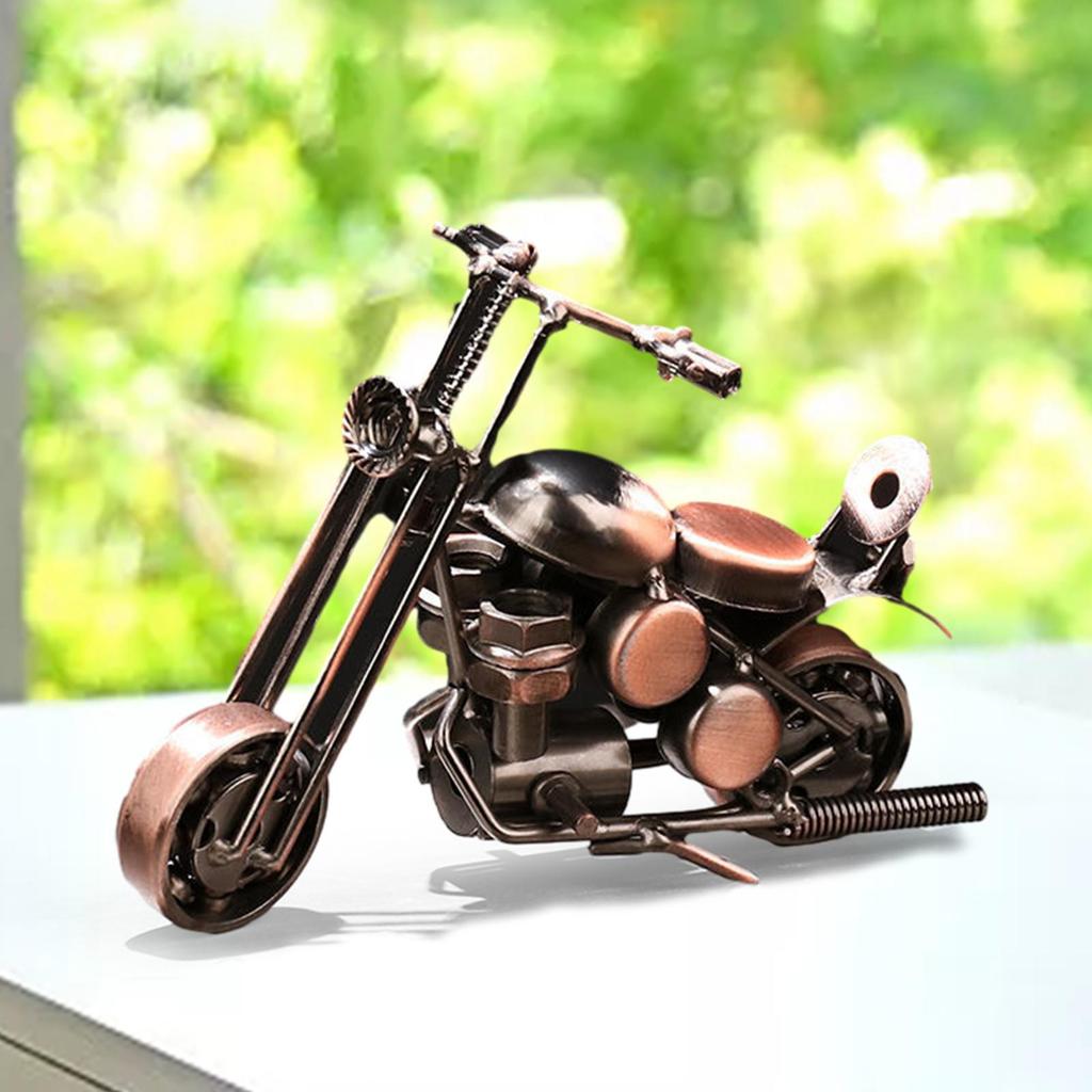 Metal Motorcycle Model Motorcycle Sculpture Vintage Style Figure Decoration Crafts Ornament for Home Desk Office Kids