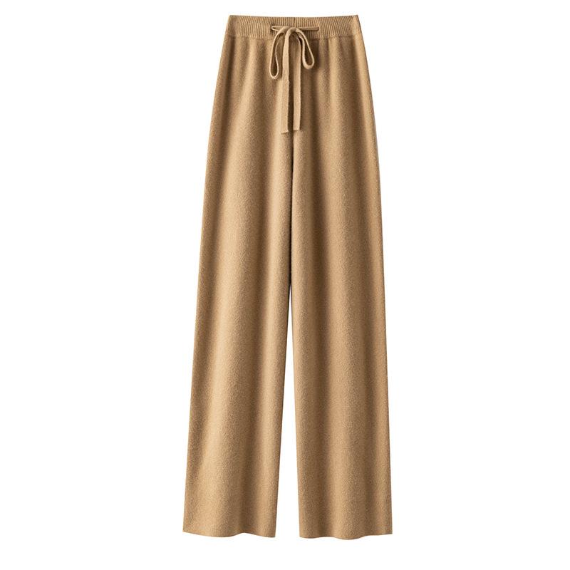 

Women s 100% Wool High-Waist Wide-Leg Cashmere Pants - Loose, Floor-Length for Autumn/Winter S (Height 150-155cm)