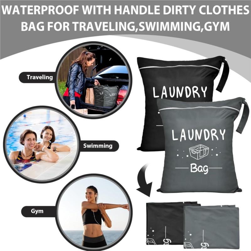 Laundry Bags Waterproof Dirty Clothes Organize Pouch Cute Print Washing Bags For Clothing Protect Bathroom Laundry Outdoor