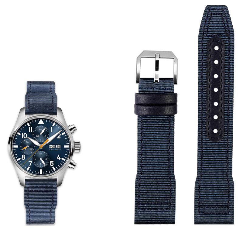 Классический ремешок для часов из высококачественной нейлоновой телячьей кожи шириной 20/21/22 мм, подходит для часов IWC Pilot SPITFIRE MARK18 Portofino TOP GUN IW389101 21mm