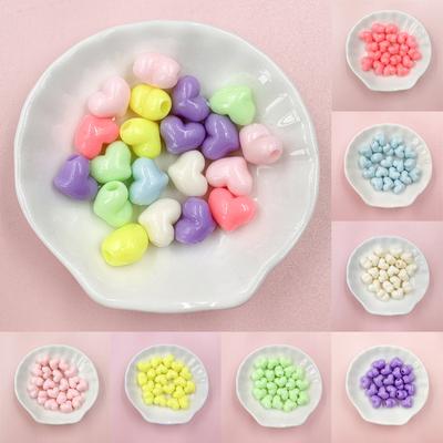 100Pcs 10*11.5mm DIY Heart Solid Color Bracelets Jewelry Making Accessories Necklace Handmade Material  Acrylic Loose Beads Fashion