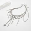 Women's Multilayer Tassel Love Heart Pendant Choker Necklace Trendy Punk Silver Color Metal Chain Party Jewelry Gift