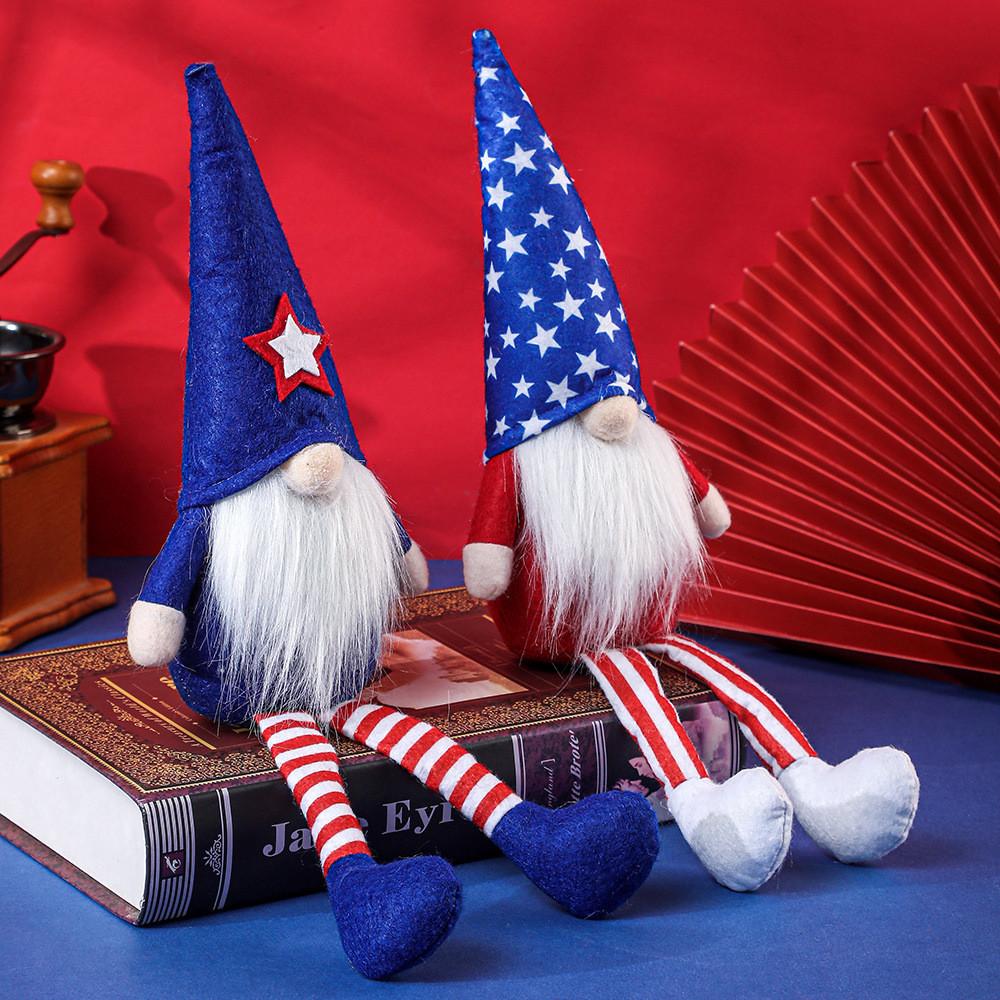 Creative Independence Day Gnome Doll Figurine With Patriotic Hat And Legs For Festive Decor