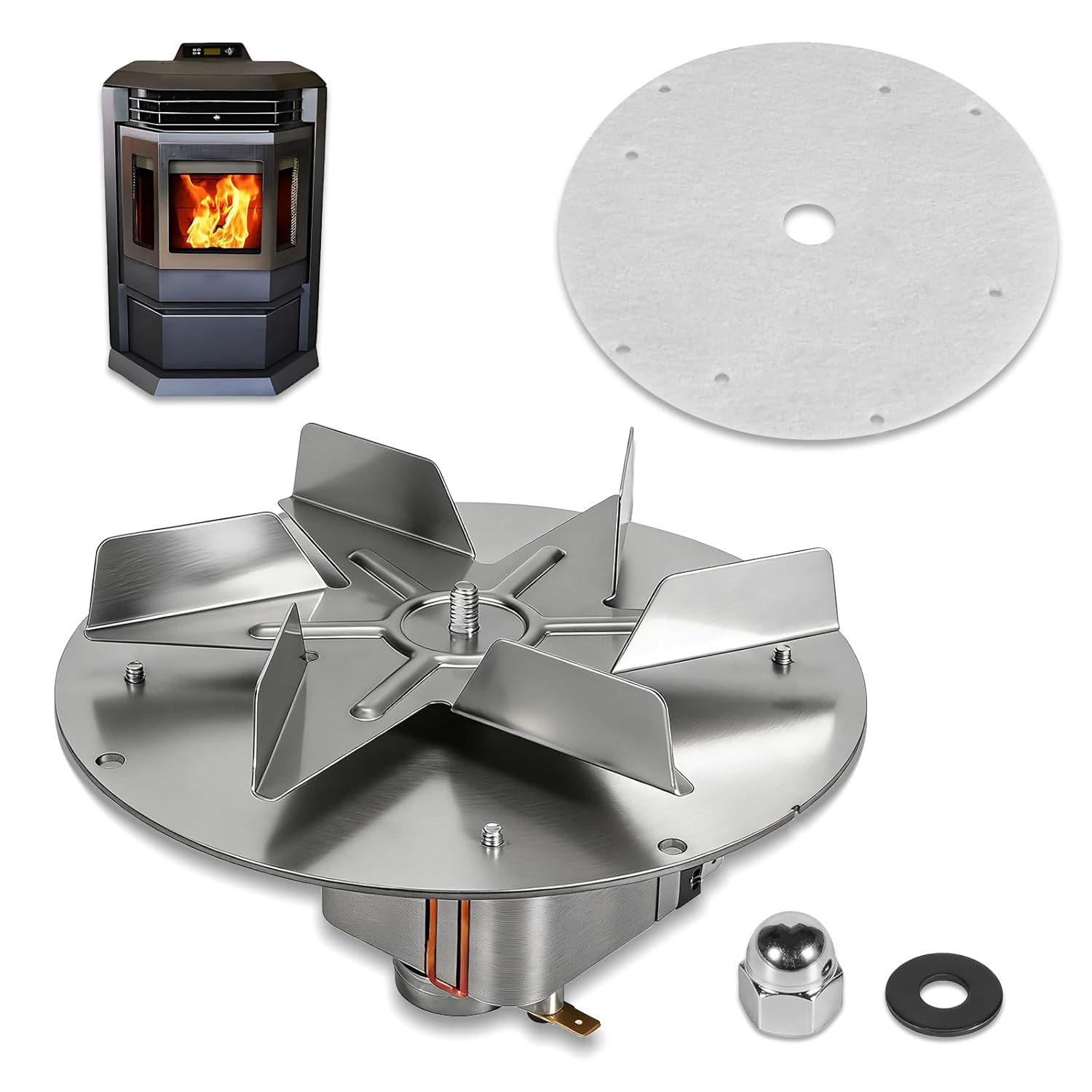 

720110 Pellet Stove Exhaust Fan Motor with Gasket Compatible with ComfortBilt HP21 HP22 HP50 HP61; Castle Pellet Stove HPS09 110-115V 0.55A 3000RPM