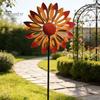Einzigartiges Geschenk für Gartenliebhaber Blumen-Windrad, 75 cm Metall-Spinner mit Erdspieß, Dekorative Außenkunst Rostbeständige Windmühle für Hof, Rasen