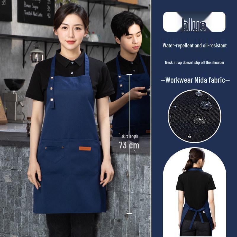 Young Style Waterproof Cafe Kitchen Waist Apron with Logo Printing