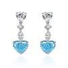 Sterling ezüst 100% 10*12mm szív színes magas széntartalmú gyémánt fülbevaló nőknek csillogó esküvői finom ékszerek