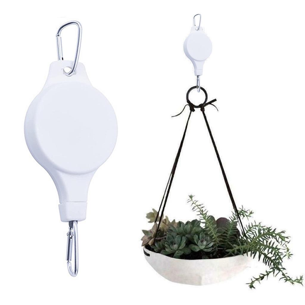 1 st Växtkrok Hjul, Infällbar Växthängare Lättåtkomlig Hängande Blomkorg för Trädgård Korgar Krukor och Fågelmatare