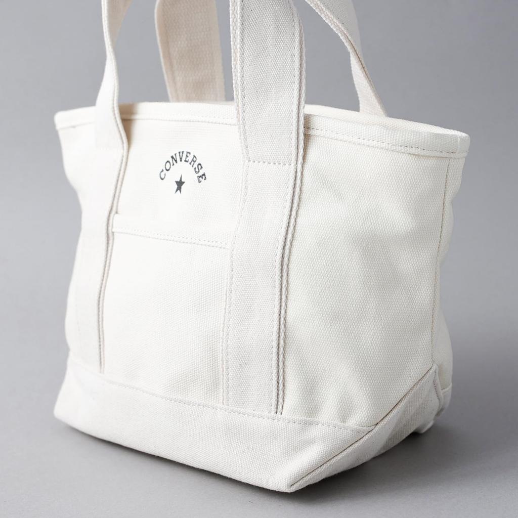 Converse Canvas Mini Tote Bag with Dwear Sticker, Men's and Women's, "TOKYO All Star" (Small, Off-White)