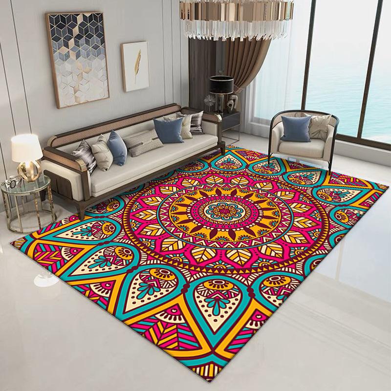 Vintage Printed Carpet Brightly Colored Home Decor Rugs Anti-slip Mat for Living Room Bedroom Balcony Indoor and Outdoor Venues
