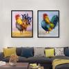 Animal Color Rooster Acrylic Print Canvas Photo White Feather Rooster Wall Art Picture