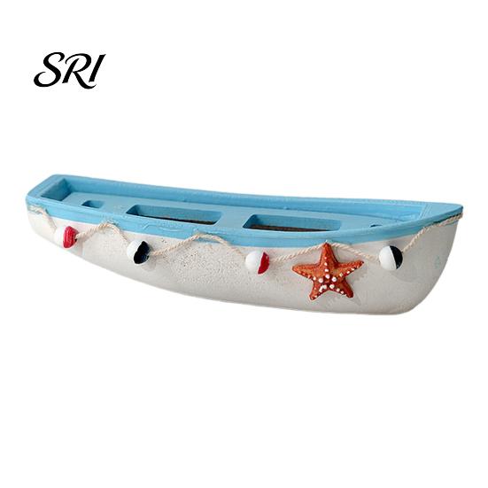 Study Room Nautical Decor Handmade Ocean Wooden Boat Model Rustic Beach Style Canoe Window Display Sailboat Figurine Themed Tabletop Ornament