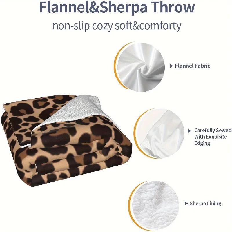 Flannel Throw Blanket Leopard Lightweight Cozy Soft Fleece Blanket Throw for Kids Adults Sofa Travel Car Office Decorative Gift