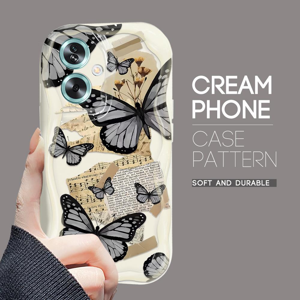 Model drăguț de desene animate Carcasă cu textura cremă cu margine ondulată Husă din silicon moale pentru telefon pentru OPPO Reno Realme