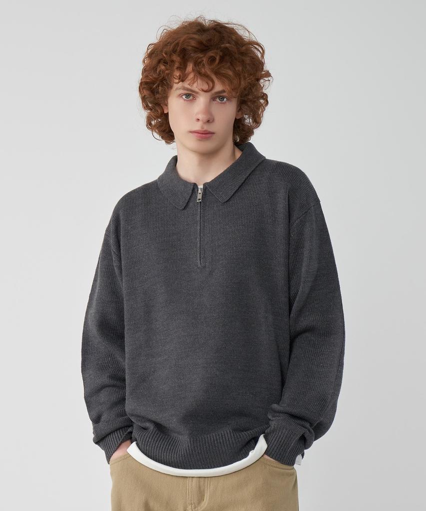 UNTAPPED STUDIO [2Pack] Oversized Half-Zip Collar Hacci Knit 5 Colors
