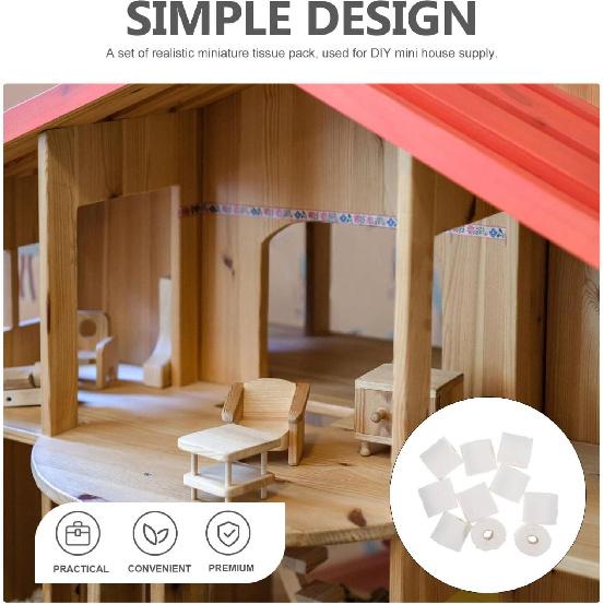 Alasum 10pcs Dollhouse Toilet Tissue Miniature Paper Towels Mini Toilet Tissue Small Simulation Roll Paper Model Bathroom Accessory,