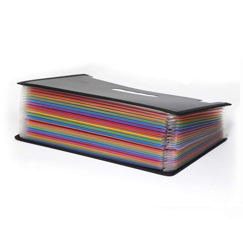 24 Pockets Expanding File Folder with Cover Accordian File Organizer A4 Letter Size Document Organizer for Home Office School