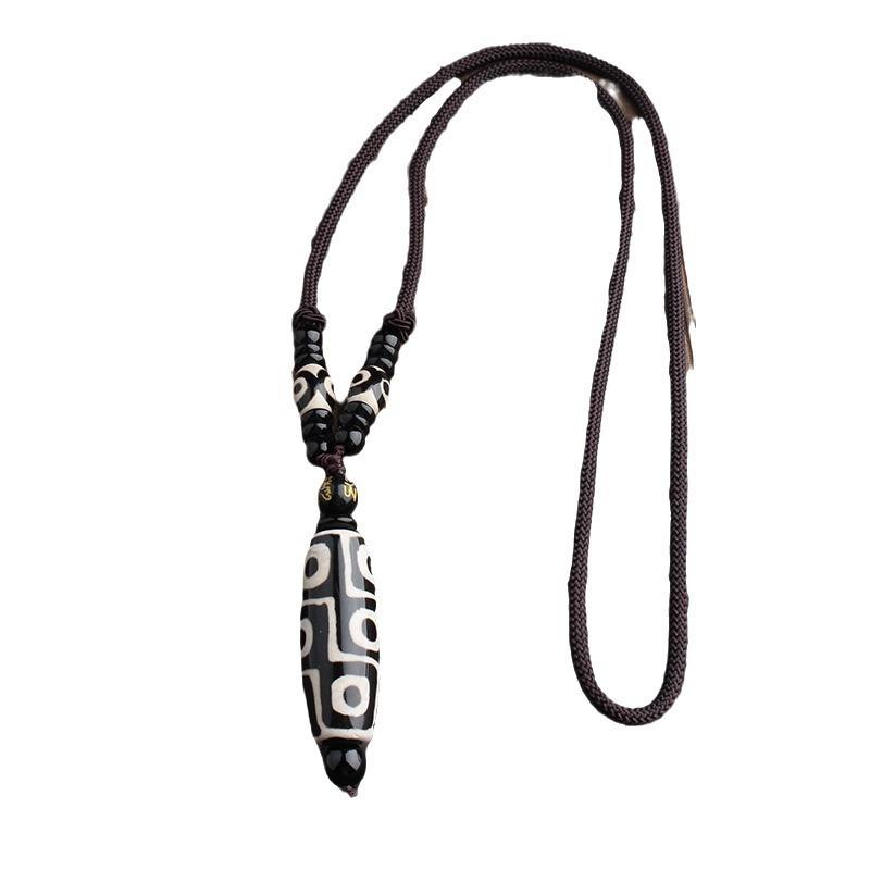 Natural Xizang Seven Treasures Old Ninth-Eyed Agate Turquoise Beaded Scarf Necklace Jadeite Pendant Ribbon Gift Kit