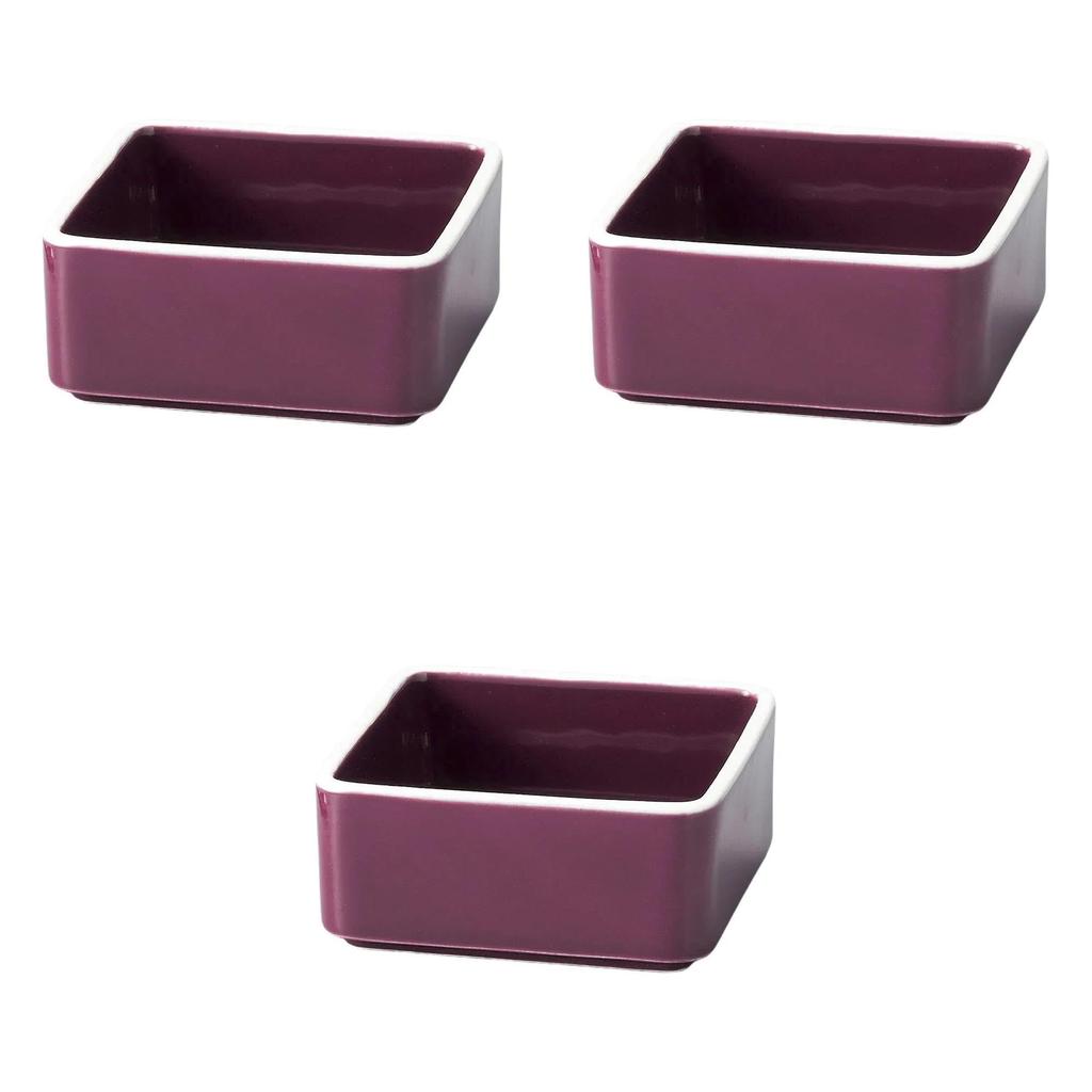 Set of 3 Purple Tea Bag Boxes [8.2 X 8.2 X 3.5 Cm]  Western-style Tableware, Ceramic, Made In Japan, Setomonohonpo