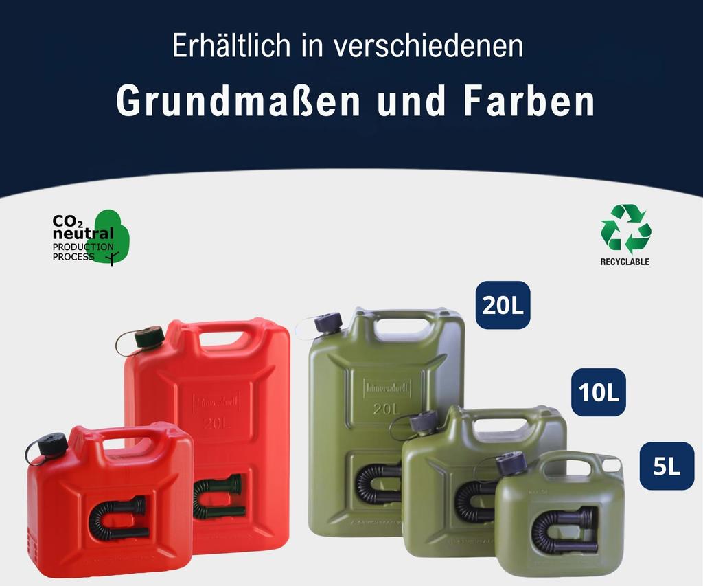 Hunersdorf 801000 Fuel Can Profi 10L Olive Poly Tank Water Tank