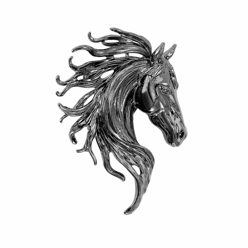Glossy Horse Head Brooches Luxury Metal Badge Pin Classic Zodiac Animal Pins  for Women