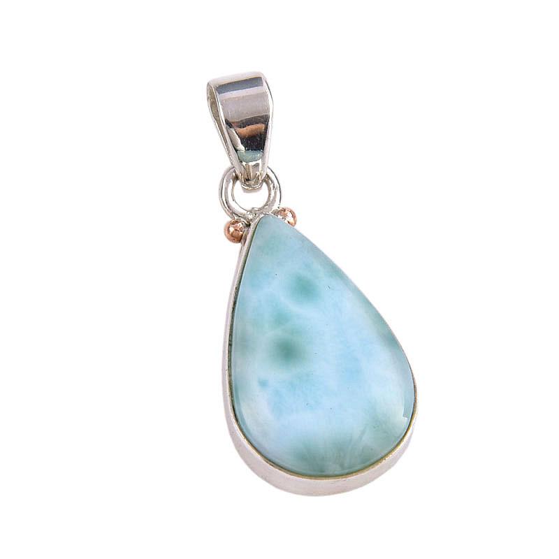 Natural Republic Larimar Değerli Taşı 925 Ayar Gümüş Kolye Ucu 1.25'' P6T47