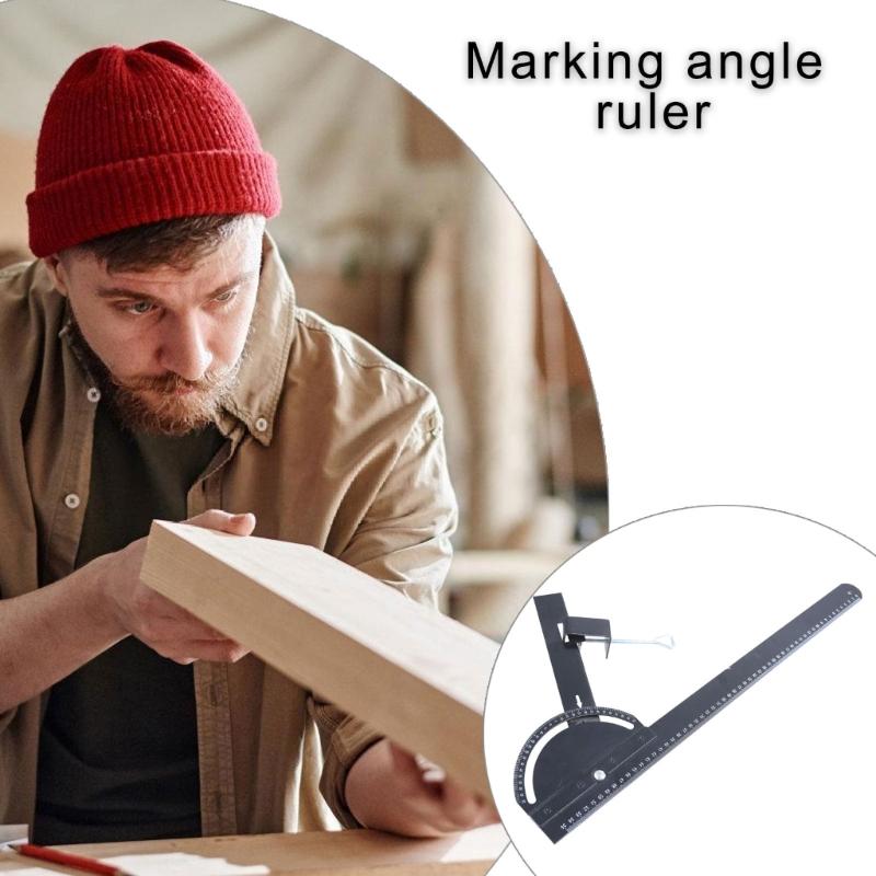 Woodworking Ruler,Precisions Pocket Ruler Metal Slide Rule Woodworking Tool T Square Protractor Angles Finders