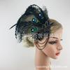 Halloween Peacock Feather Hair Clip With Rhinestones Tassel Headband Women Costume Party Wedding Photoshoot 1920s Flapper