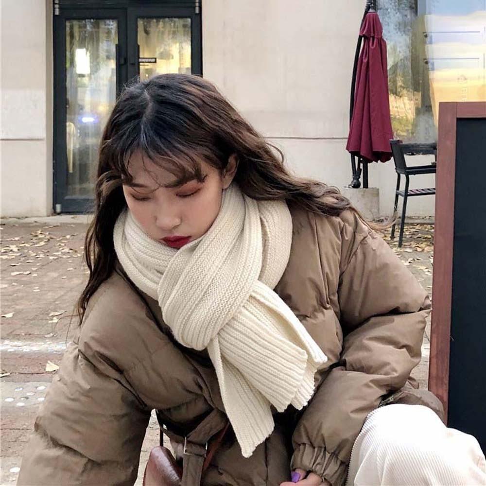 Spandex Knitting Wool Scarf Polyester Winter Warmer Scarf Large Long Thickened Neckscarf  Women
