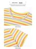 Women's Summer Round Neck Striped Cotton T-Shirt: Colorful, Casual, Loose, Age-Reducing, Slimming Design.