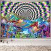 Psychedelic Mountain Cactus Tapestry Trippy Abstract Landscape Boho Wall Art for Bedroom Dorm Hippie Decor