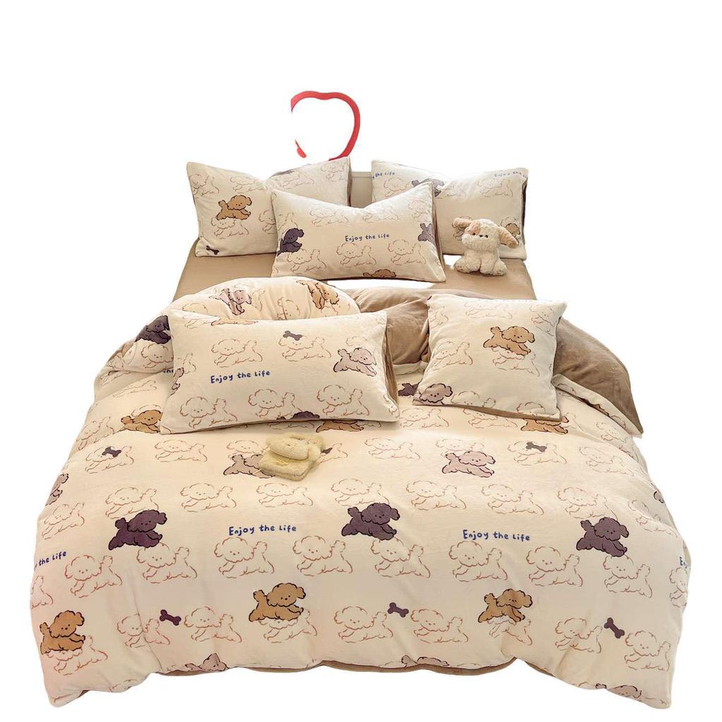 Velvet Fleece Bedding Set: Four-Piece Plush Student Dorm Winter Set