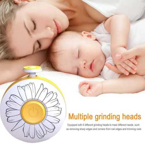 Baby Nail Trimmer | Safe Rechargeable File Manicure Set, Electric Baby Nail File with Built-in 600mAh Battery and 6 Grinders for Toes and Nails, Essen