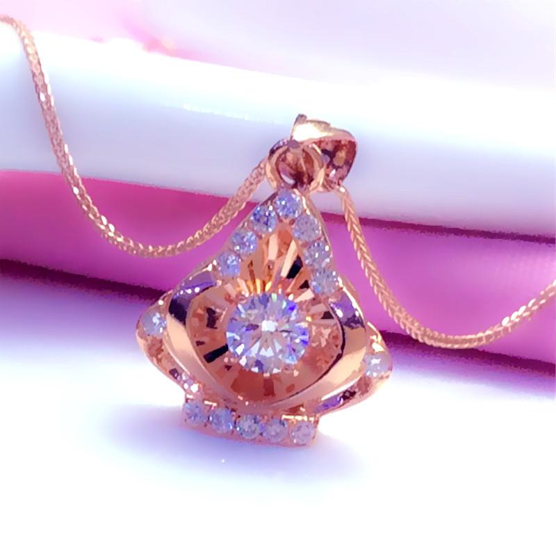 Exquisite Color Gold Russian Purple Gold Plated Rose Gold Necklace Skirt Pendant Simple Atmosphere 585 Purple Gold Set Chain