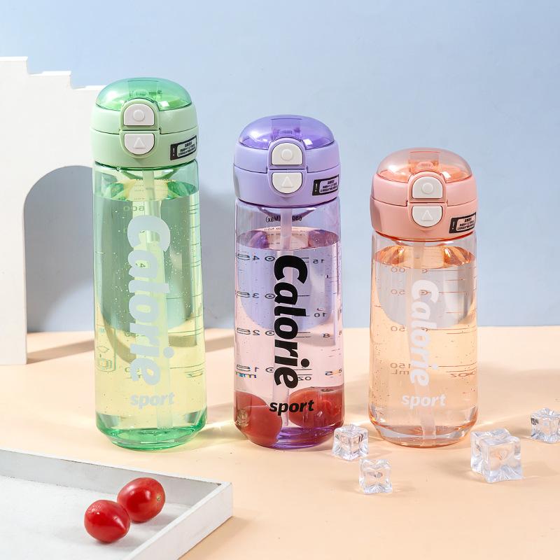 Water Bottle New Double Drink Bounce Cover Water Cup Easy Cup Large Capacity Summer Portable Plastic Student Sports Cup