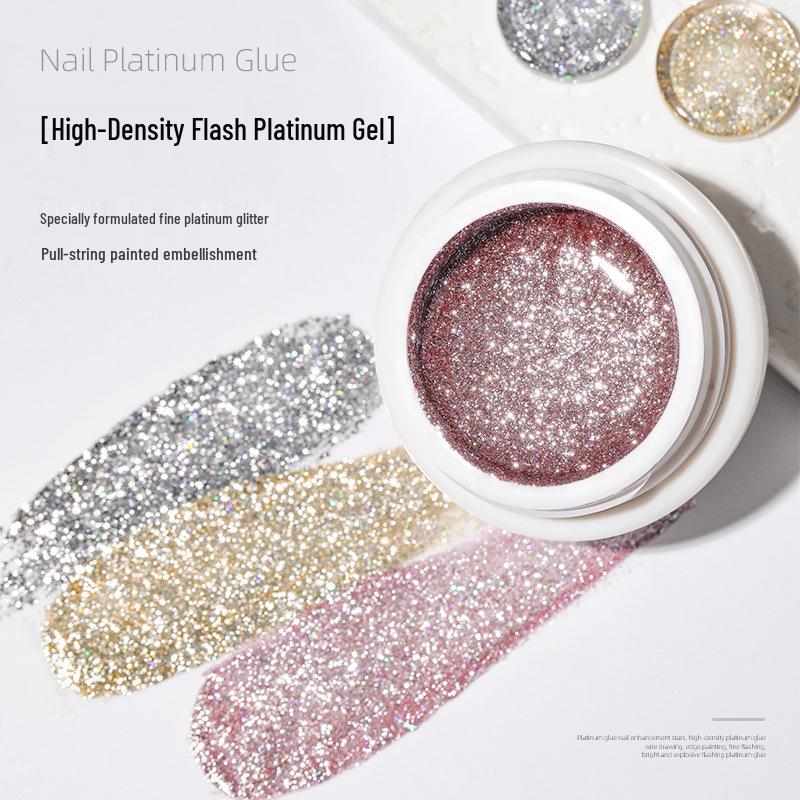 

High-Density Starry Platinum Nail Art Gel - Champagne Gold & Silver, 5g