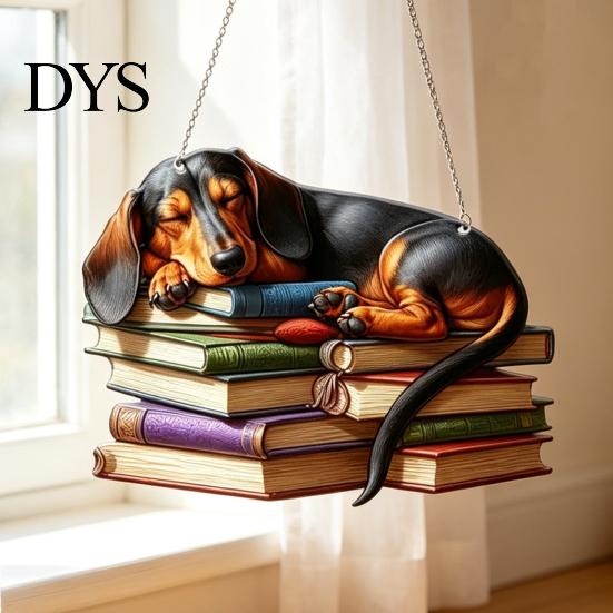 Sonnenfänger Dekoration für Fenster Dackel Hängende Verzierung, Acryl Fensterfänger, Niedliche Hund Innenzubehör Haus Raum Dekoration, Vorderseite