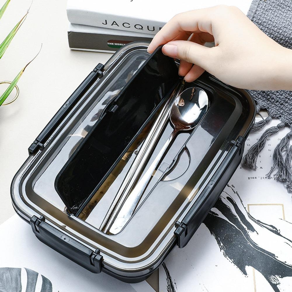 4 Compartment Insulated Lunch Box 304 Stainless Steel Bento Lunch Box  For Office чёрный