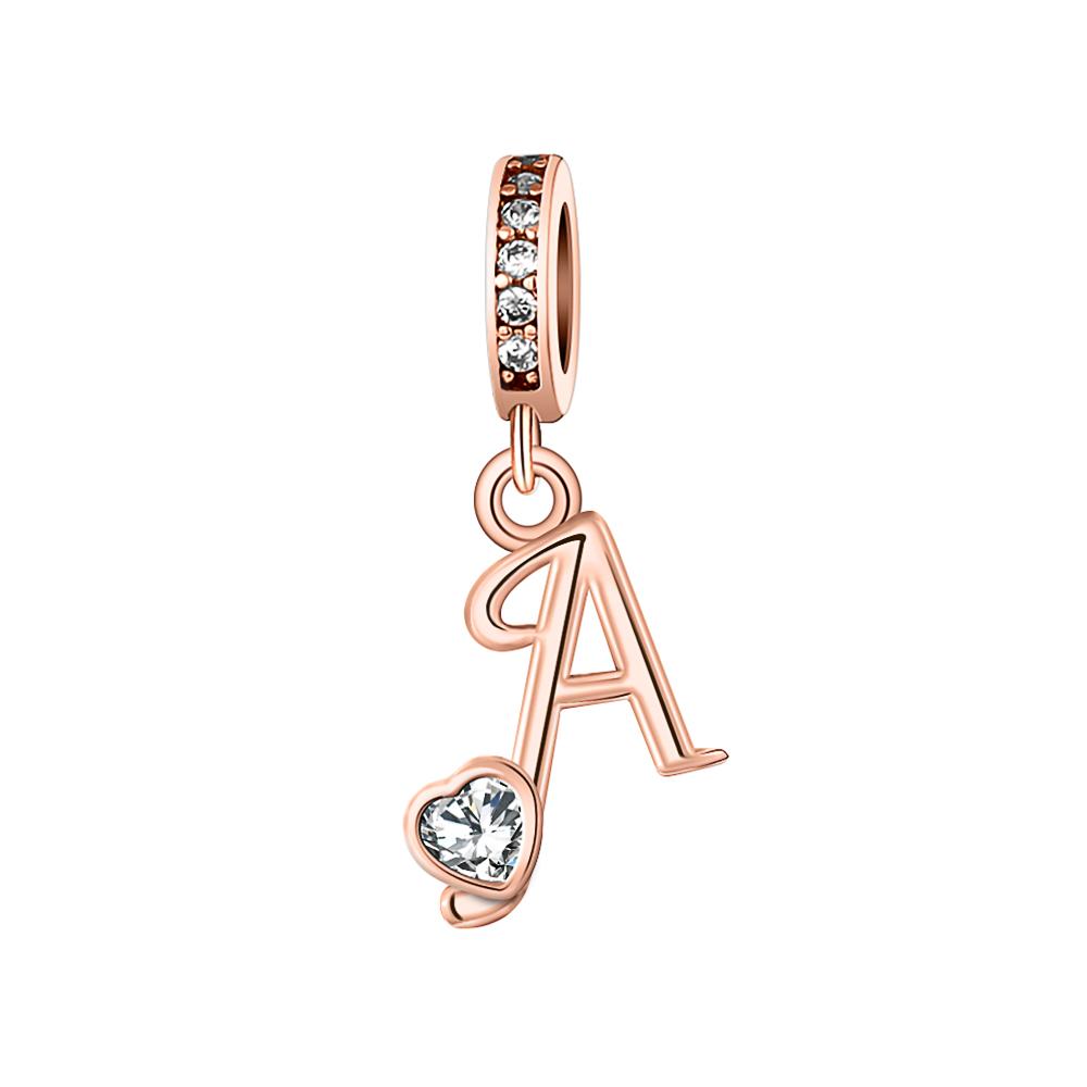 Copper A- Z Alphabet Pendants Charm Beads Do-It-Yourself Love Letter With Heart Dangle Fits European Bracelets Jewellery Gifts