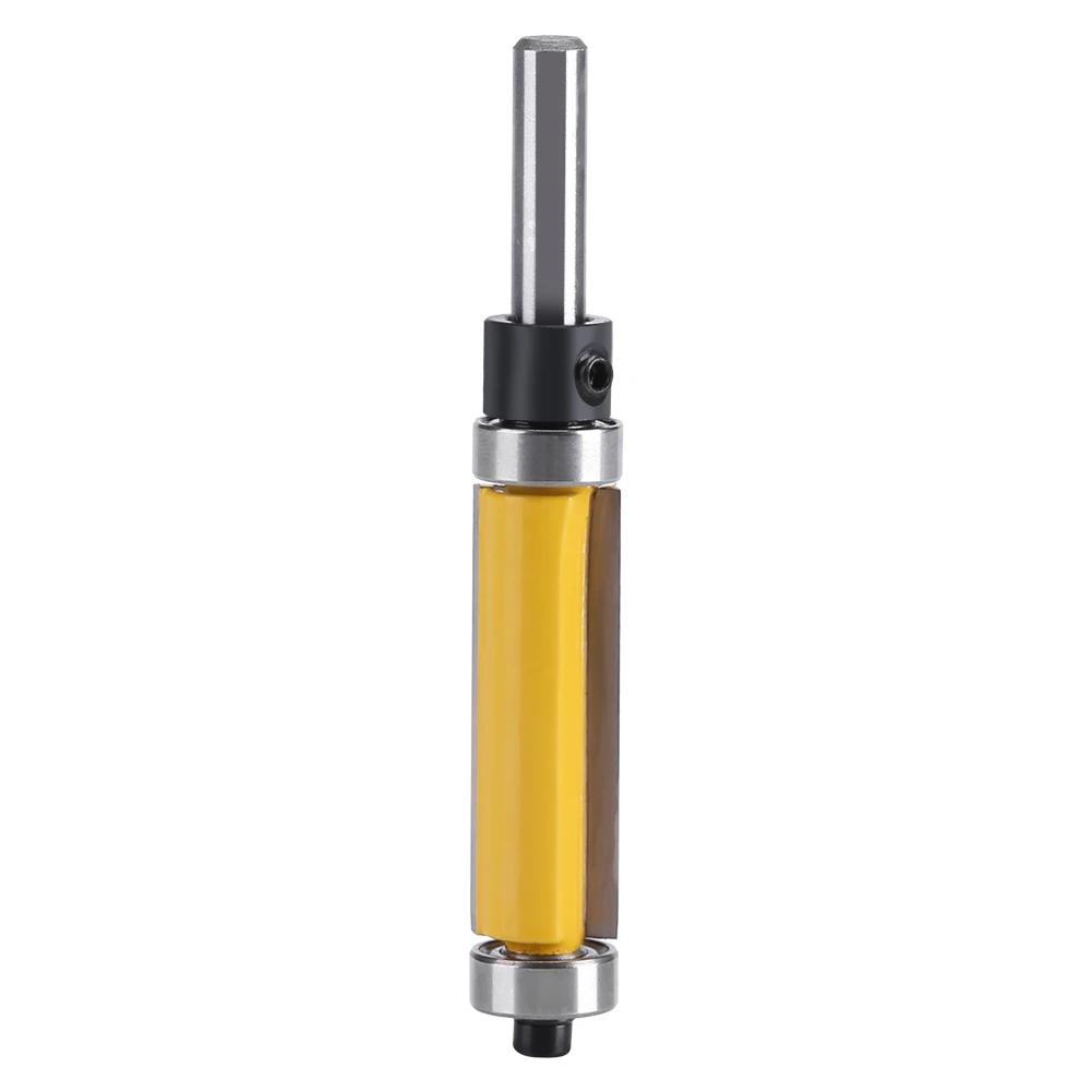 Router Bit Straight Router Bit Flush Trim Router Bit with Top and Bottom Bearing 1‑1/2inch H * 1/4inch Shank Woodworking Tool