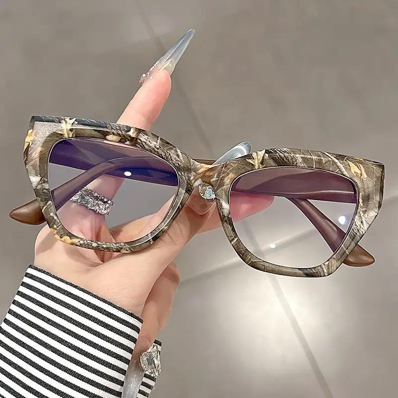 Trendy and fashionable anti-blue light glasses, wood-grain square frame flat glasses, high-end and versatile glasses