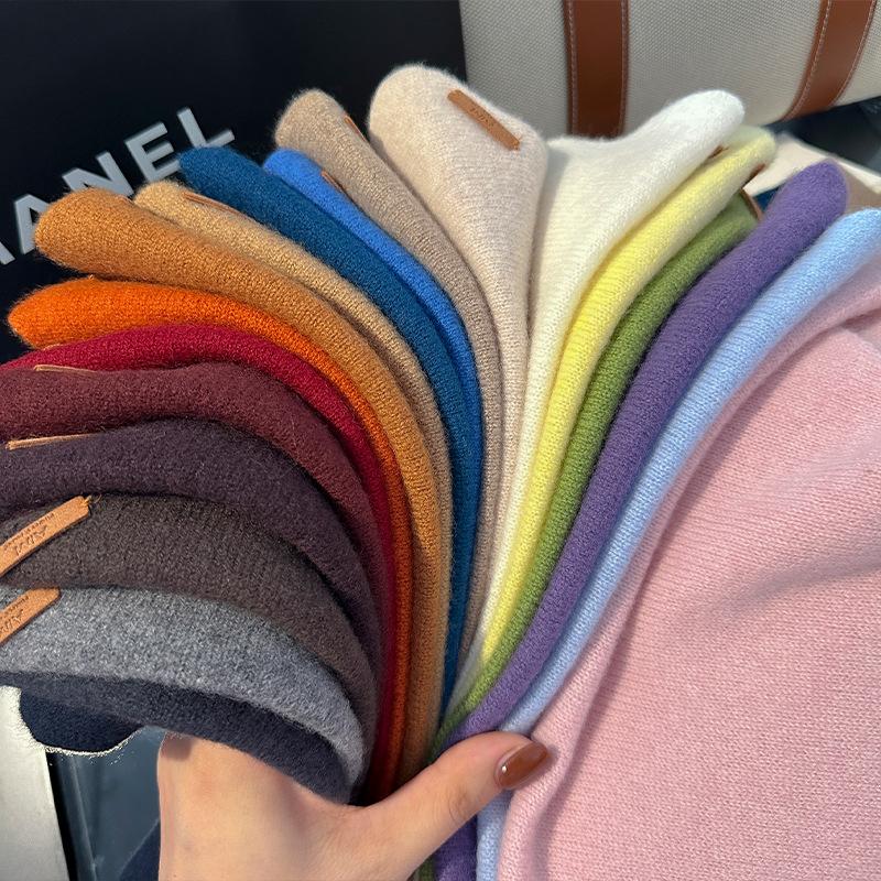 Wool Triangle Scarf For Women Fashion Warm Knitted Solid Color Soft Wool Triangle And Wrap Bandana Pashmina Scarves