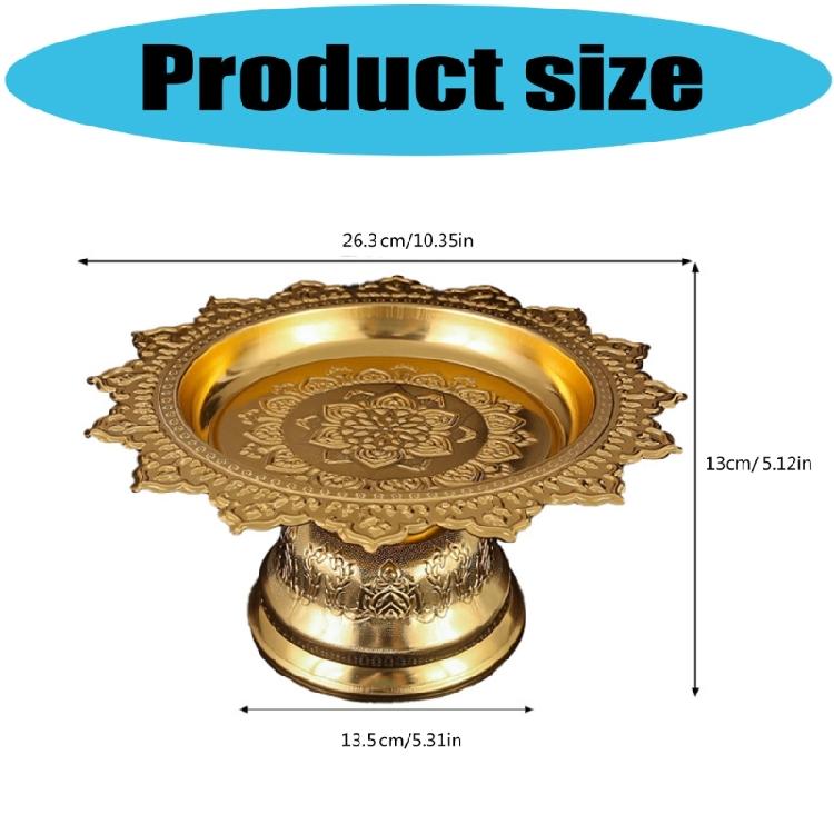 Elegant Fruit Display Plate Alloy Construction Ornamental Pattern Tall for Decoration Religious Use Celebratory instances