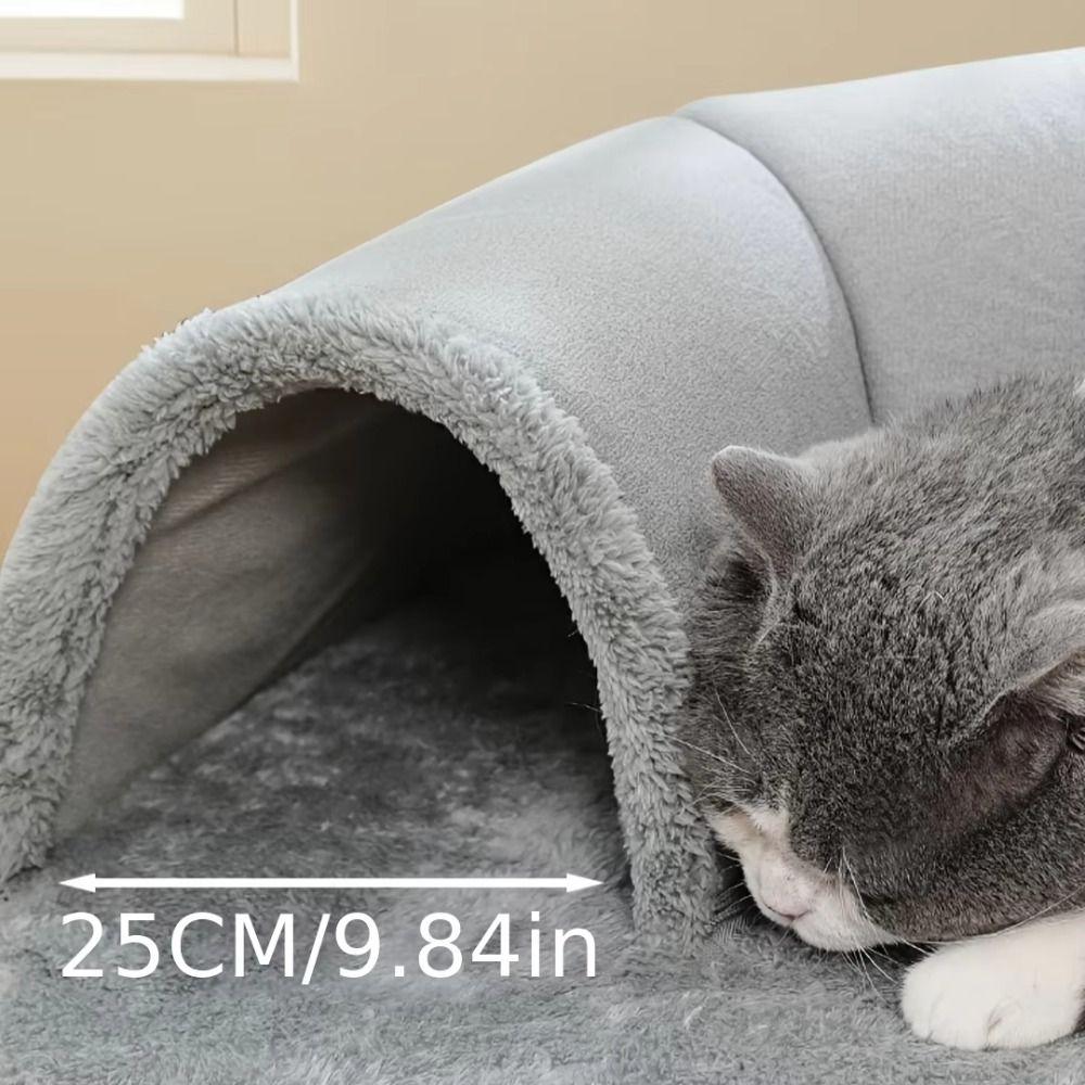 U-shaped Cat Tunnel Bed Removable Washable Play Mat Warm Cat House  Pet Interactive