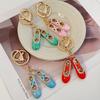 4 Color Enamel Ballerina Shoes KeyChain Rhinestone Crystal Car Key Ring Women's Handbag Pendant Souvenir Gift