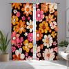 Boho Retro Flower Window Treatments Vintage Floral Design Bedroom Kitchen Groovy Aesthetic Curtains Set Of 2 Made Polyester Decor