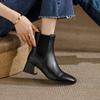 Fashion New Fall Shoes Women 2025 Women Designer Boots Black Leather Boot Square Toe Chunky Heel Women Shoes Winter Fashion Boots Women